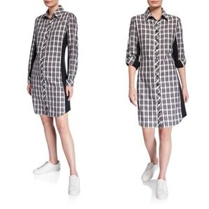 Finley Casey XL Checkered button up check combo shirt dress with Black Accents